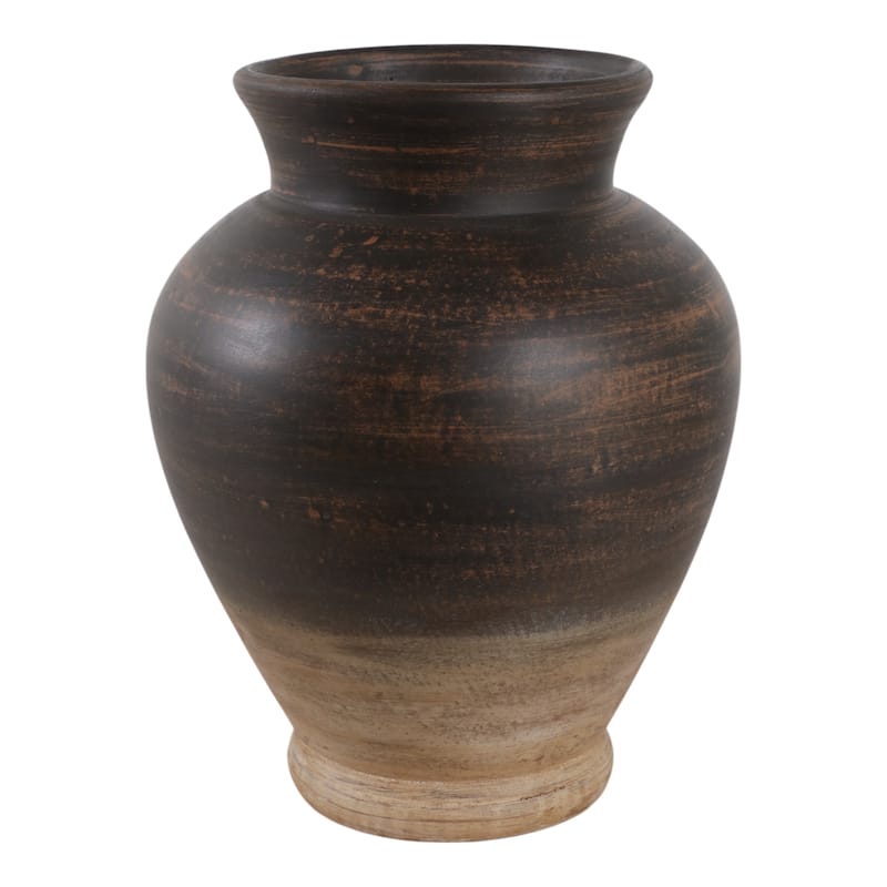 Terracotta Two Tone Traditional Vase - Brown, 12"