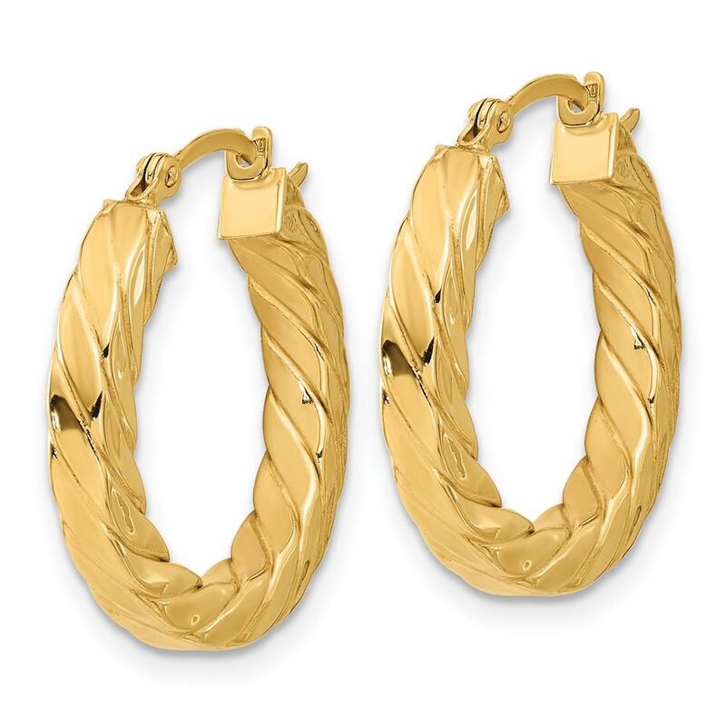 Curata 14k Yellow Gold Polished Twisted Hoop Earrings - 22.62x21.22mm