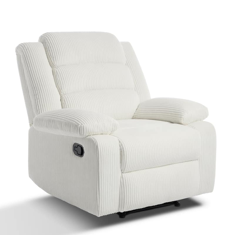 Classic Corduroy Upholstered Push Back Manual Recliner Chair