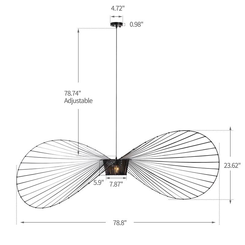 Vertigo 1-Light Black or Dark Brown Designer Modern Chandelier Large Pendant Light