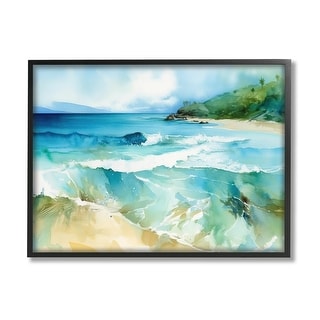 Stupell Abstract Beach Waves Framed Giclee Art Design by Andrea Haase ...
