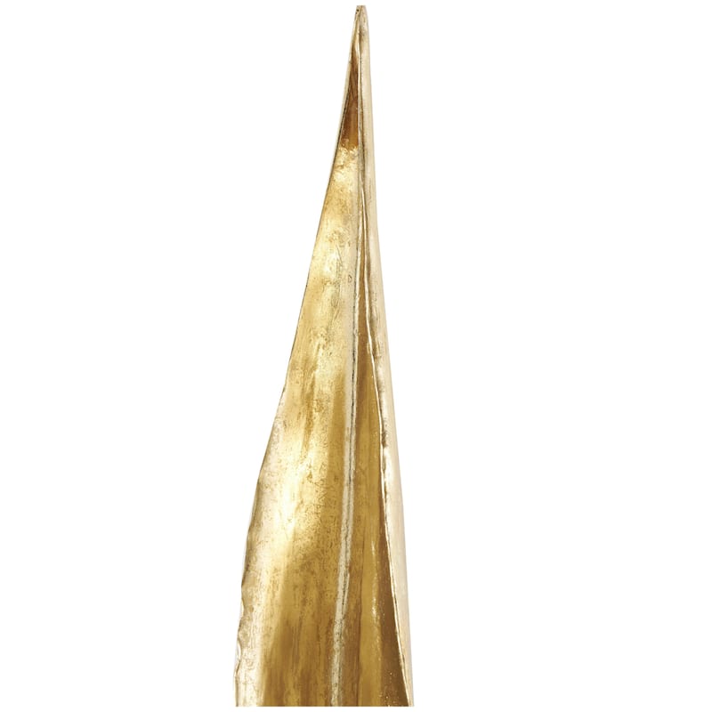 Polystone Leaf Slim Abstract Decorative Sculpture with Black Metal Stand - Gold - Roche River Decor