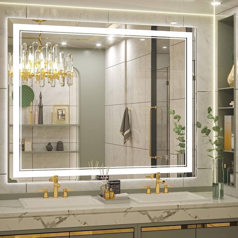 KEONJINN LED Bathroom Vanity Mirror Wall Mounted Anti-Fog Dimmable Mirror - 40X32