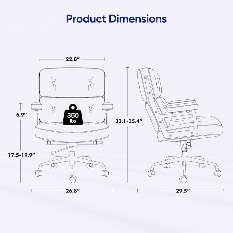 Mid-Back Ergonomic Executive Lobby Chair with Lumbar Support - N/A