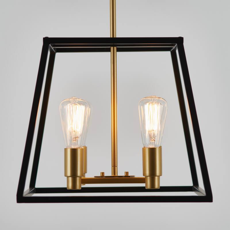 Artika Carter Square Chandelier 15 inch (without bulbs), Black and Gold