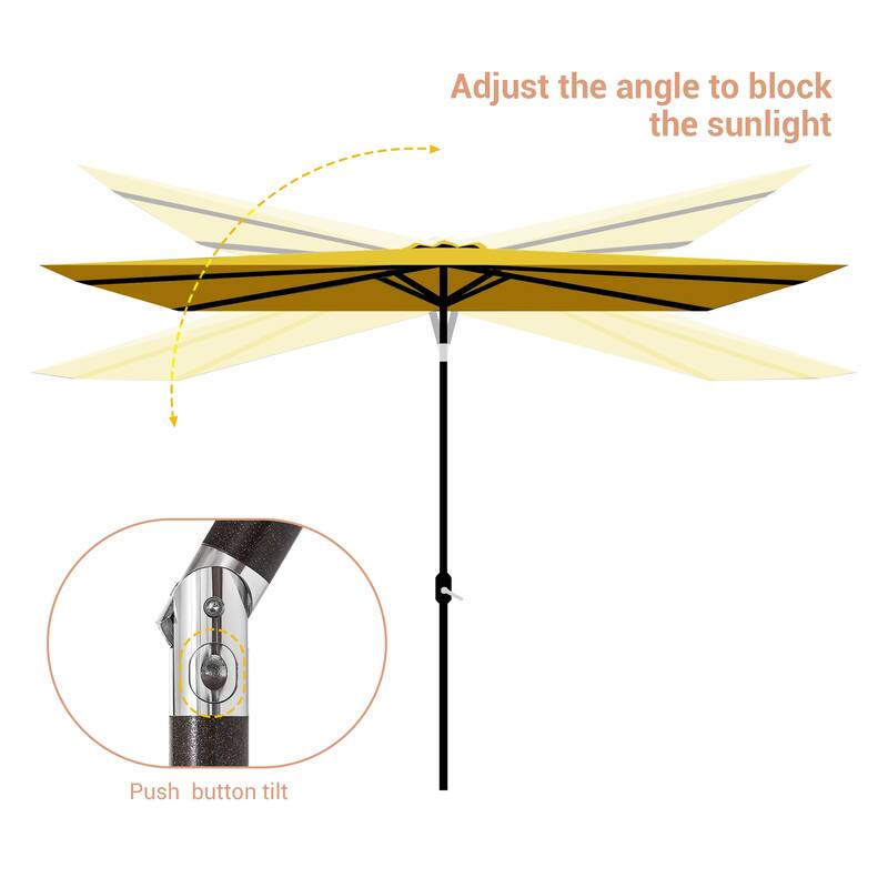 LIVOOSUN 10x6.5ft Patio Market Umbrella Aluminum Table Umbrellas