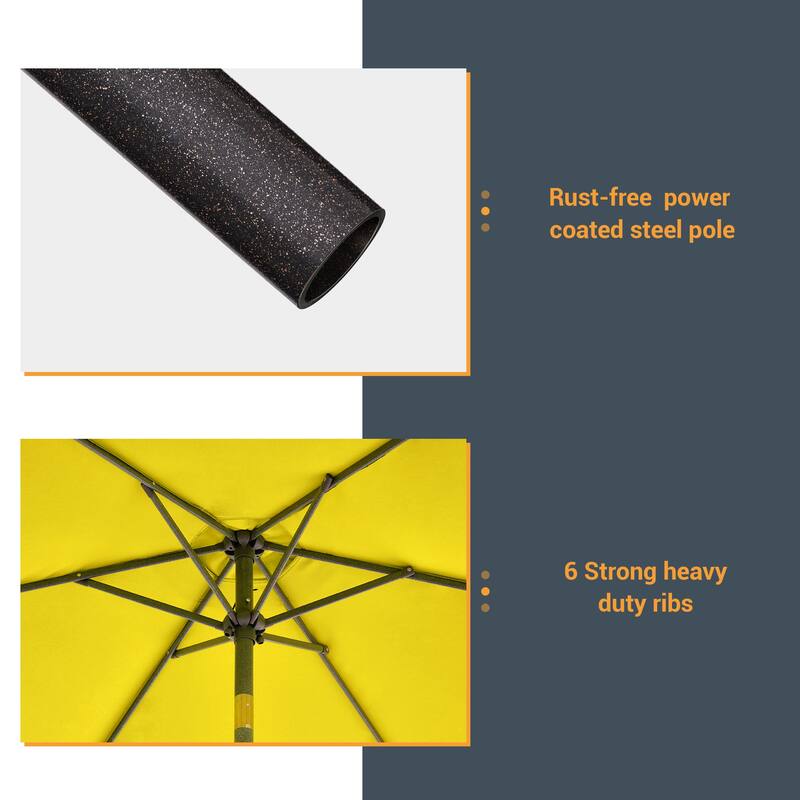 LIVOOSUN Patio 7.5 Feet Market Solar LED Light Umbrella