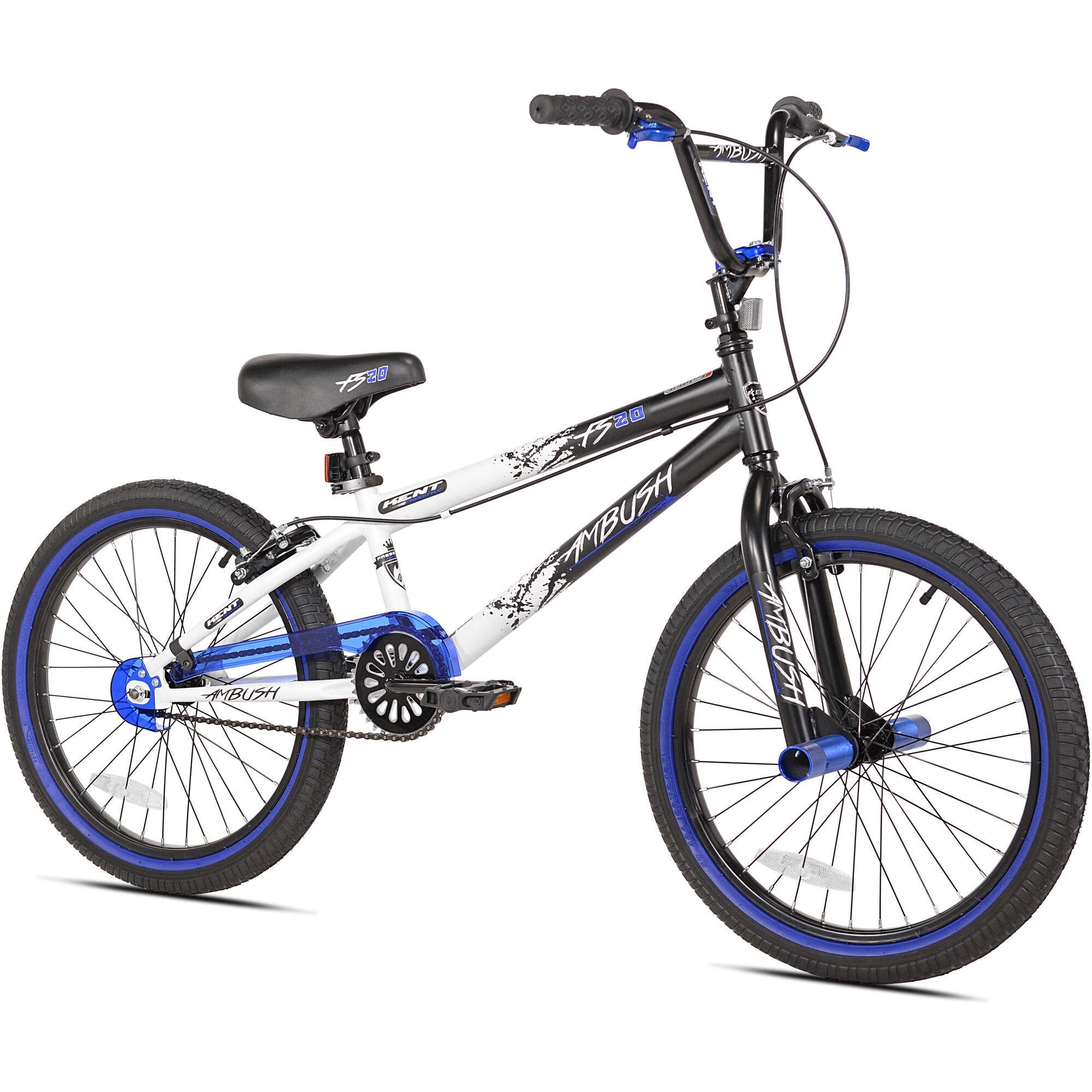 20 In. Ambush Boy s BMX Bike Black with Blue and white accents