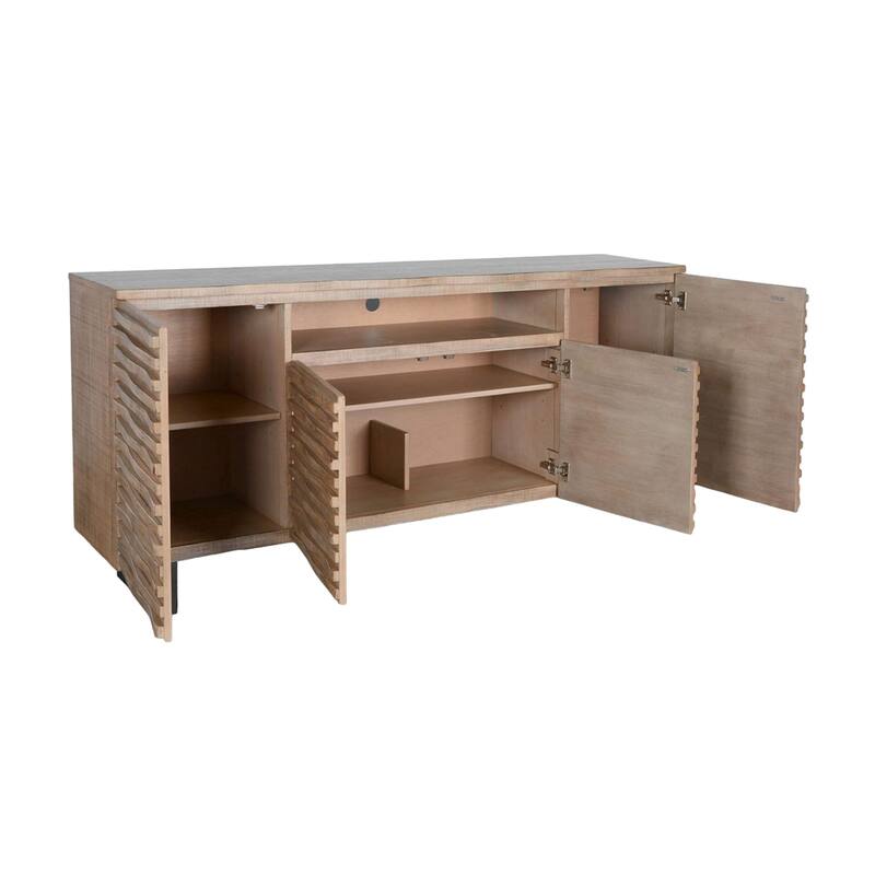 Desy TV Media Entertainment Console, Fluted Doors, Light Brown 72 Inch