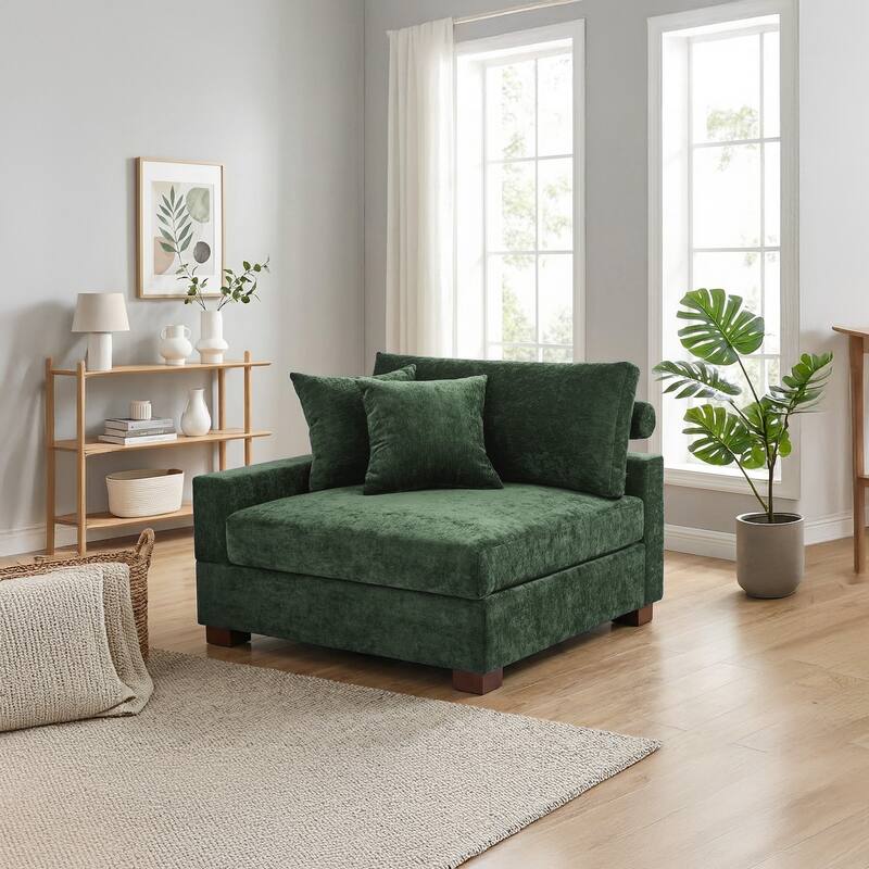 Chenille Upholstered Armless Accent Chair With Plush Cushion