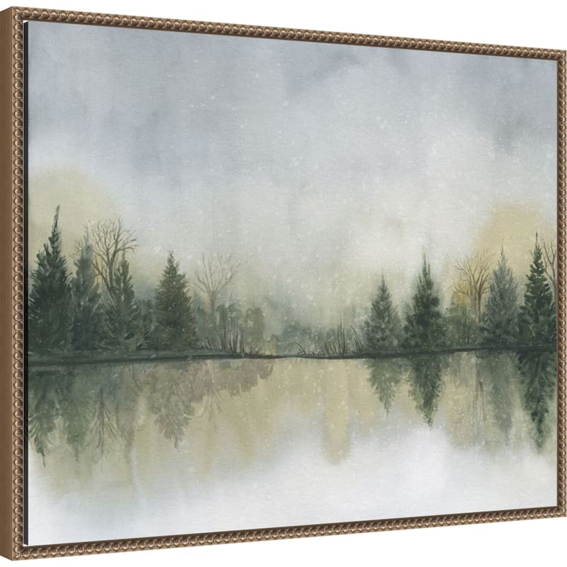 Hazy Cove I by Grace Popp (28 x 23 in.), Framed Canvas Wall Art Print - Sylvie Beaded Dark Gold