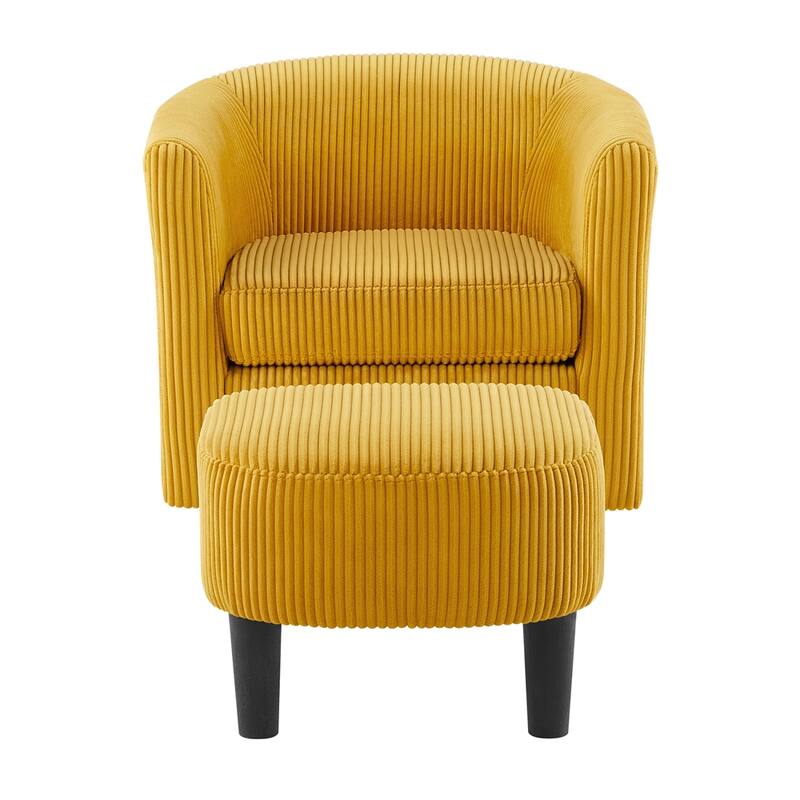 360°Swivel Corduroy Fabric Accent Chair with Ottoman (Set of 2)