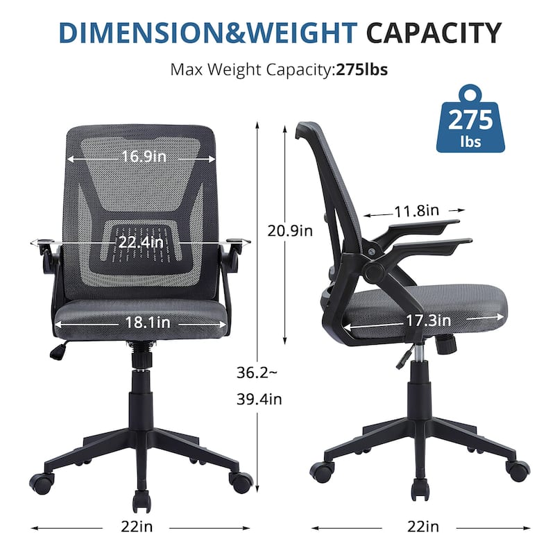 Javlergo Office Mesh Chair Computer Chair with Armrests and Lumbar Support Desk Chair