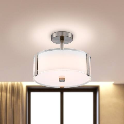 Linus Drum LED Semi-Flush Mount Ceiling Light 12"