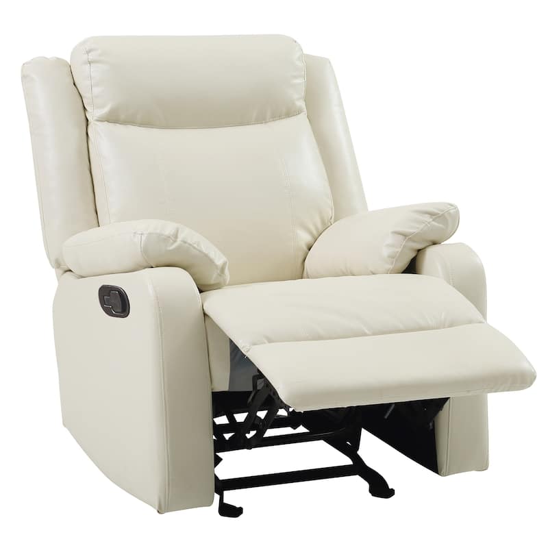 Solid Reclining Upholstered Accent Chair with Padded Arms - 40" - White