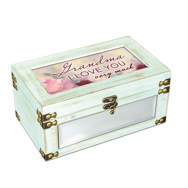 9 75 Teal Green And Pink Distressed Finish Grandma Love You Very Much Printed Music Box Overstock 28757303