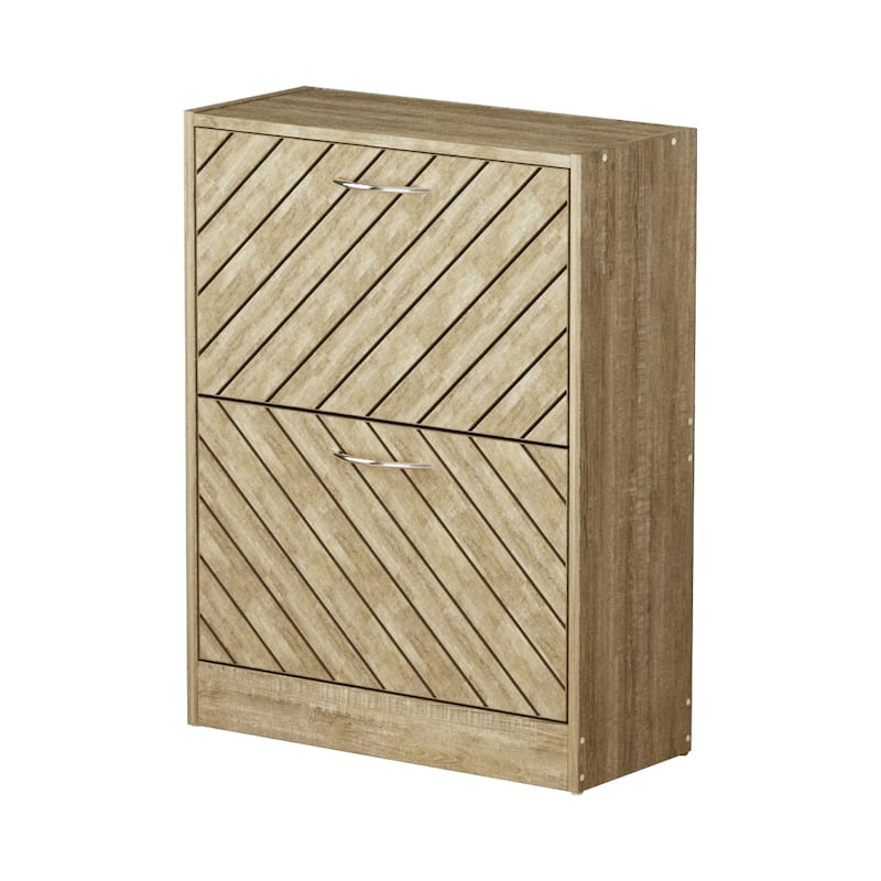 FUFU&GAGA Freestanding 2 Flip Drawers Shoe Cabinet Storage Organizer