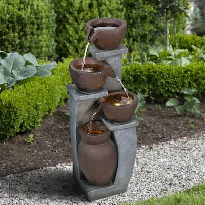 32.8-Inch Floor Standing Waterfall Fountains for Garden, Patio, Deck