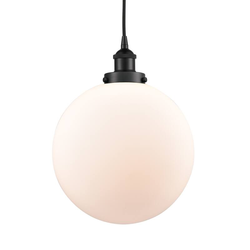 Innovations Lighting 616-1PH-16-12 Beacon Pendant Beacon 12" Wide - Matte Black / Matte White