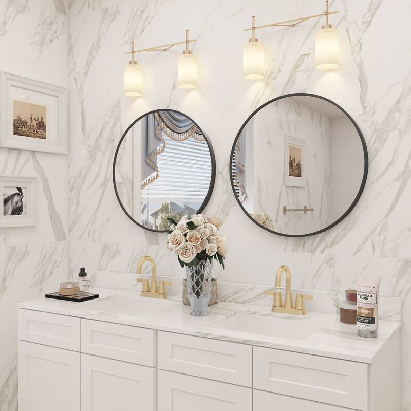 KIOTEE Full Length Round Aluminum Alloy Framed French Cleat Mounted Wall Decor Bathroom Vanity Mirror with 5-Year Warranty