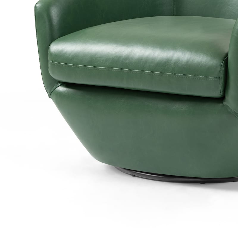 Faux Leather Velvet Upholstered Swivel Barrel Chair