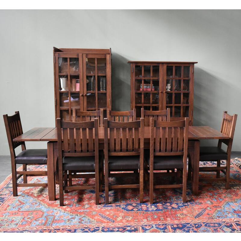 Mission Stow Leaf Table With #240 Chair Dining Set - Dark Oak