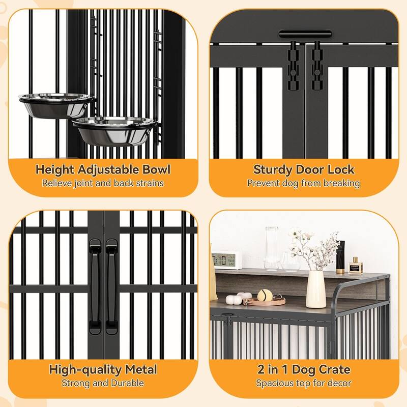 Large Wooden Dog Crate Furniture End Table Heavy Duty Dog Kennel Indoor