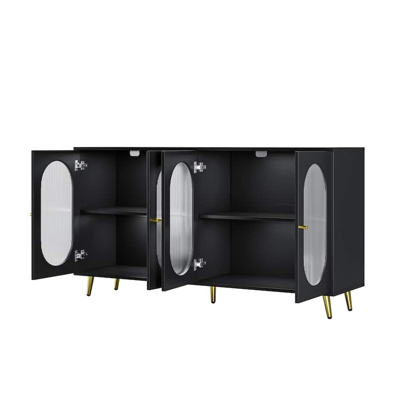 GDFStudio - Metro Modern Storage Accent Sideboard Cabinet with Acrylic Doors and Metal Legs