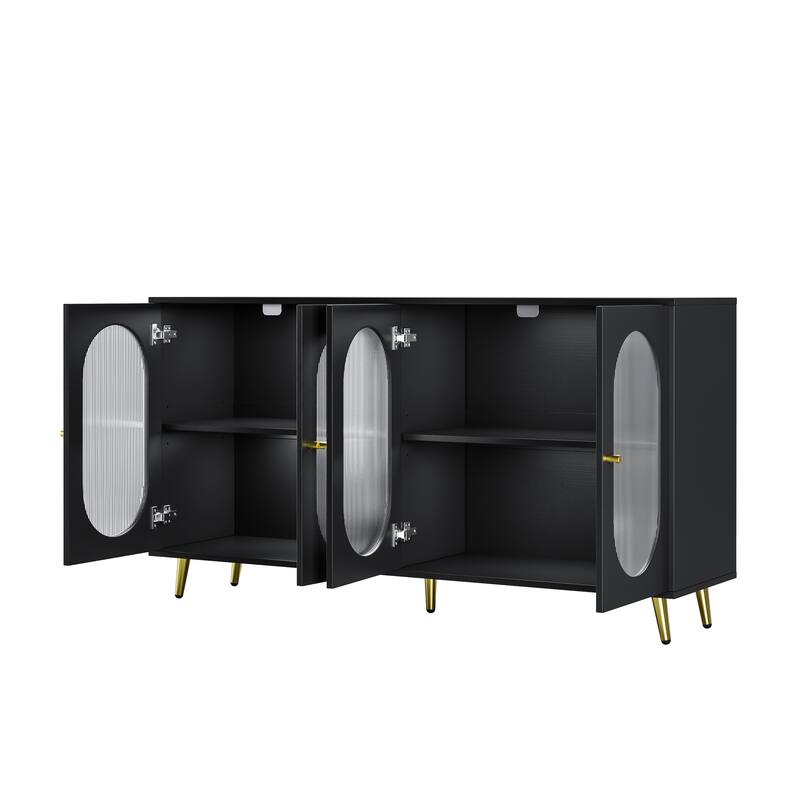 Modern Buffet Cabinet with 4 Acrylic Doors, Freestanding Storage Cupboard with 5 Metal Legs