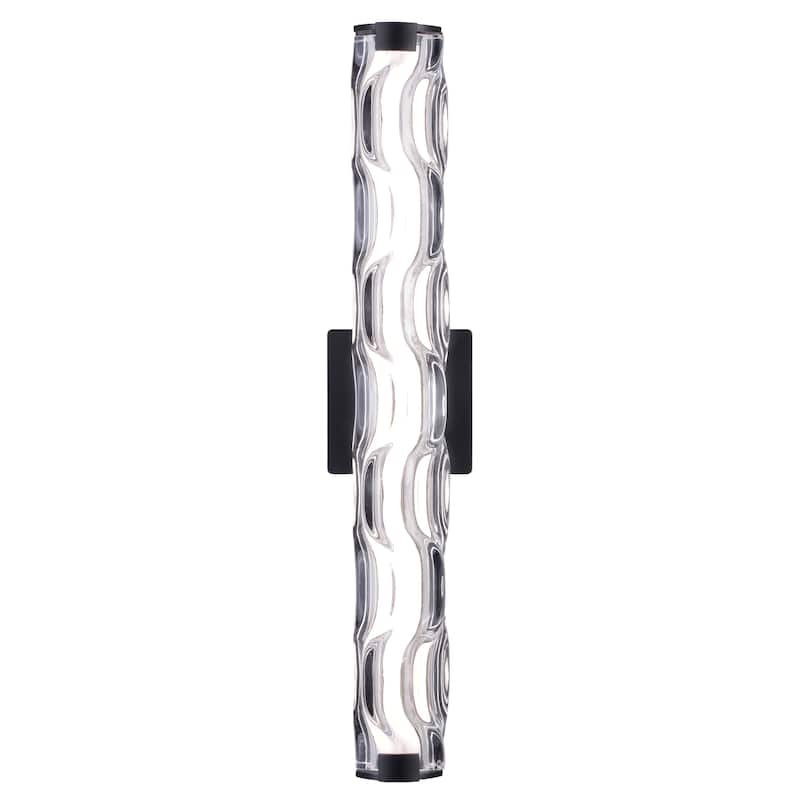 Marseille 1-Light Bathroom Vanity Lighting Fixture, Clear Wave Glass Shade, Dimmable, Integrated LED, Wall Mounted Sconce