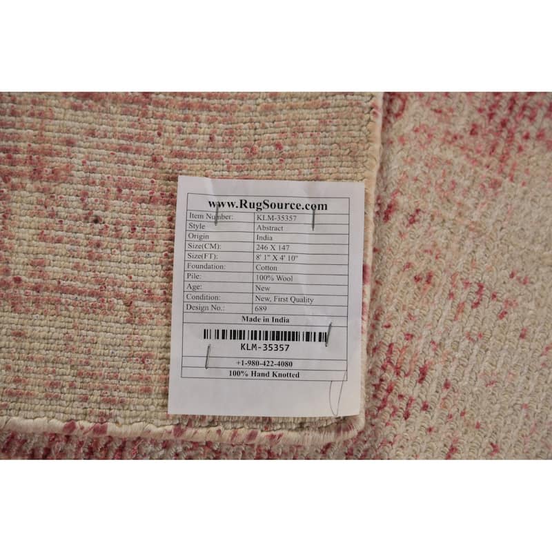 Modern Abstract Indian Area Rug Handmade Wool Carpet - 4'10"x 8'1"