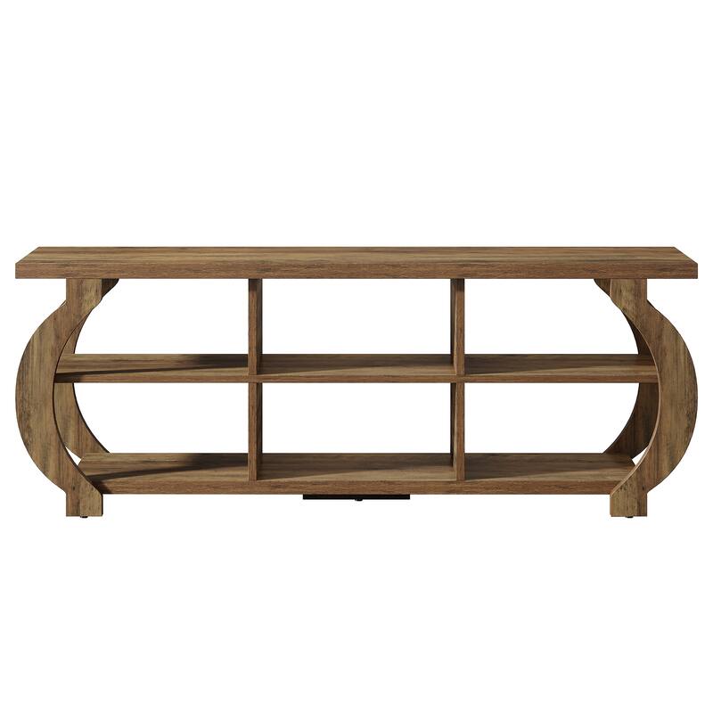 63" TV Stand, Media TV Console with Storage Shelves for Living Room, Wood Entertainment Center for 55/60/65/75-Inch TVs