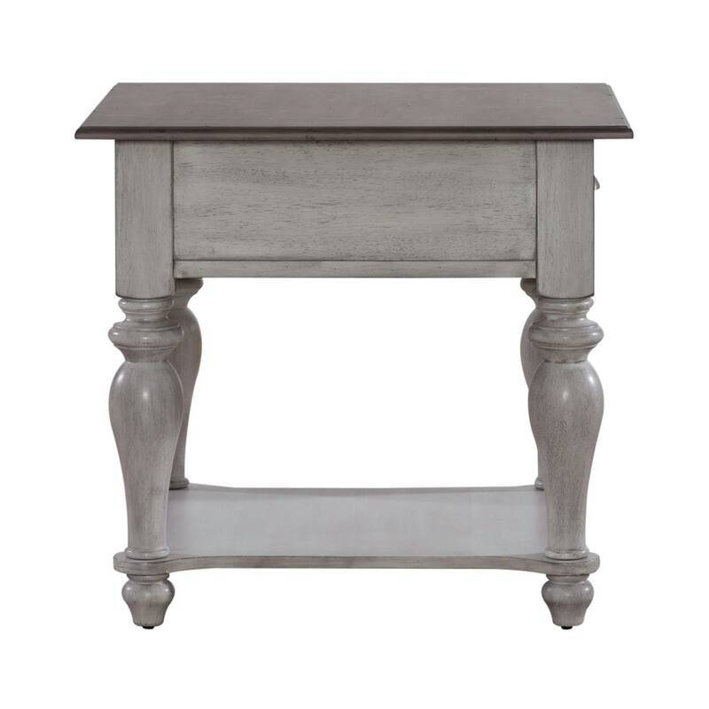 Ocean Isle Antique White & Weathered Pine Drawer End Table