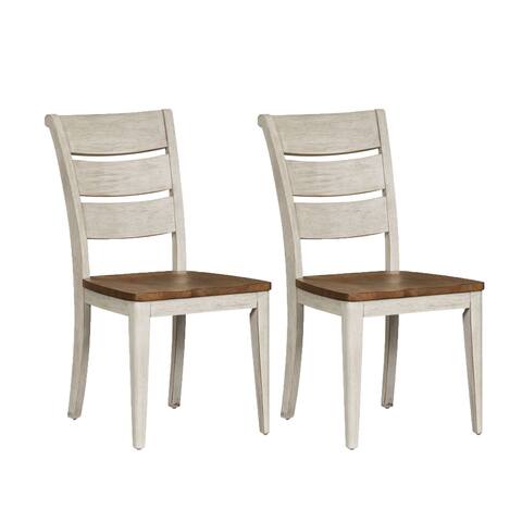 Farmhouse Reimagined Antique White Ladder Back Side Chair (Set of 2)
