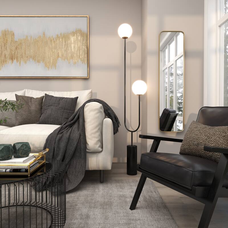 Iron Contemporary Wall Mirror - 12 x 2 x 48