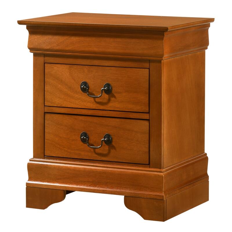Classic Oak Nightstand with Two Drawers, Compact Size for Easy Storage
