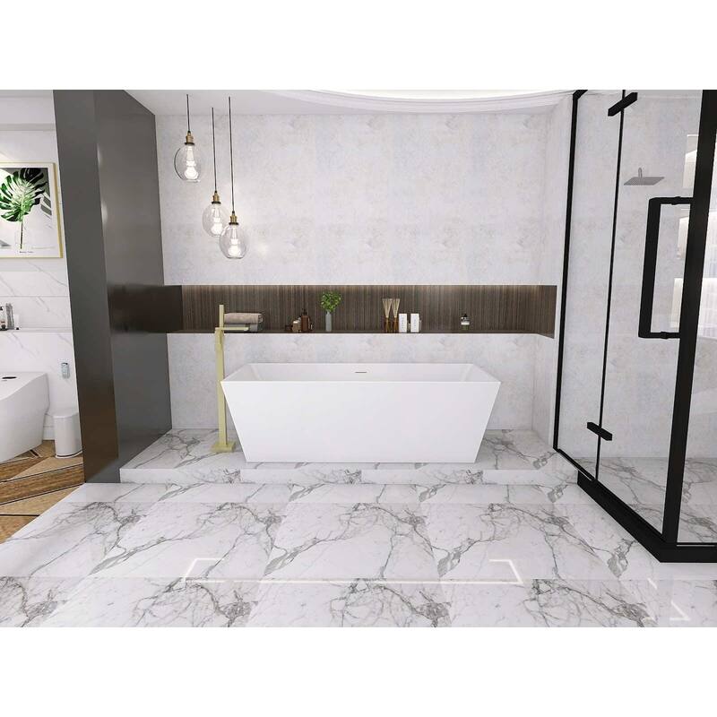 Timothy Soaking Rectangular Bathtub in Glossy White