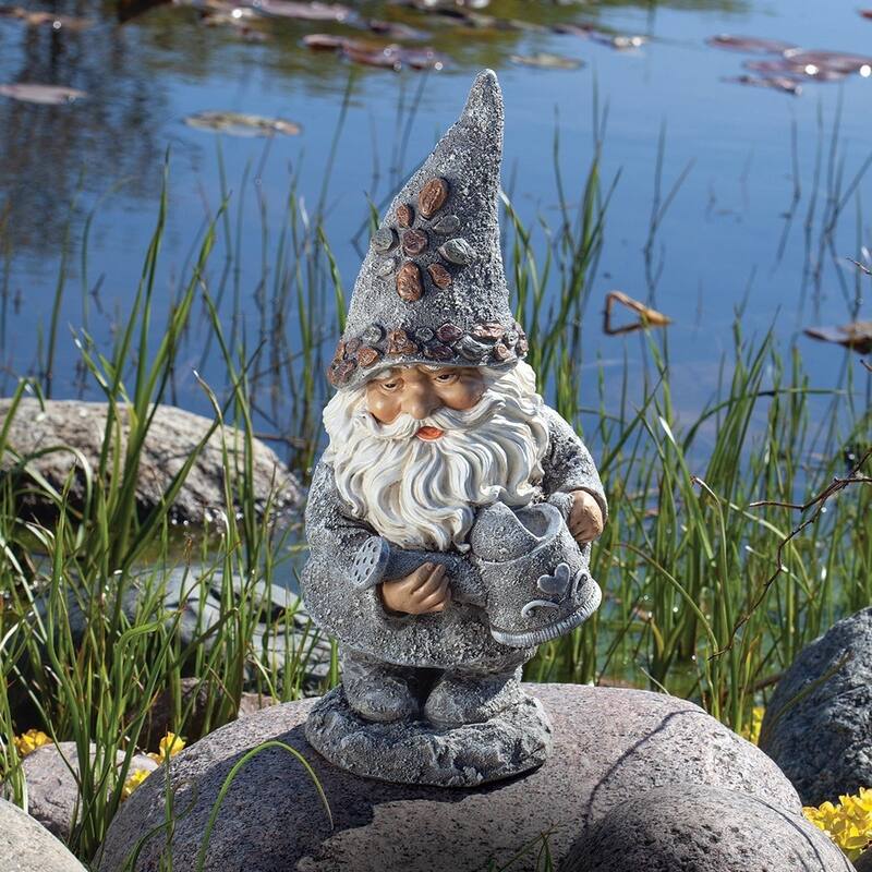 Curata Resin and Dolomite Garden Gnome with Watering Can Statue