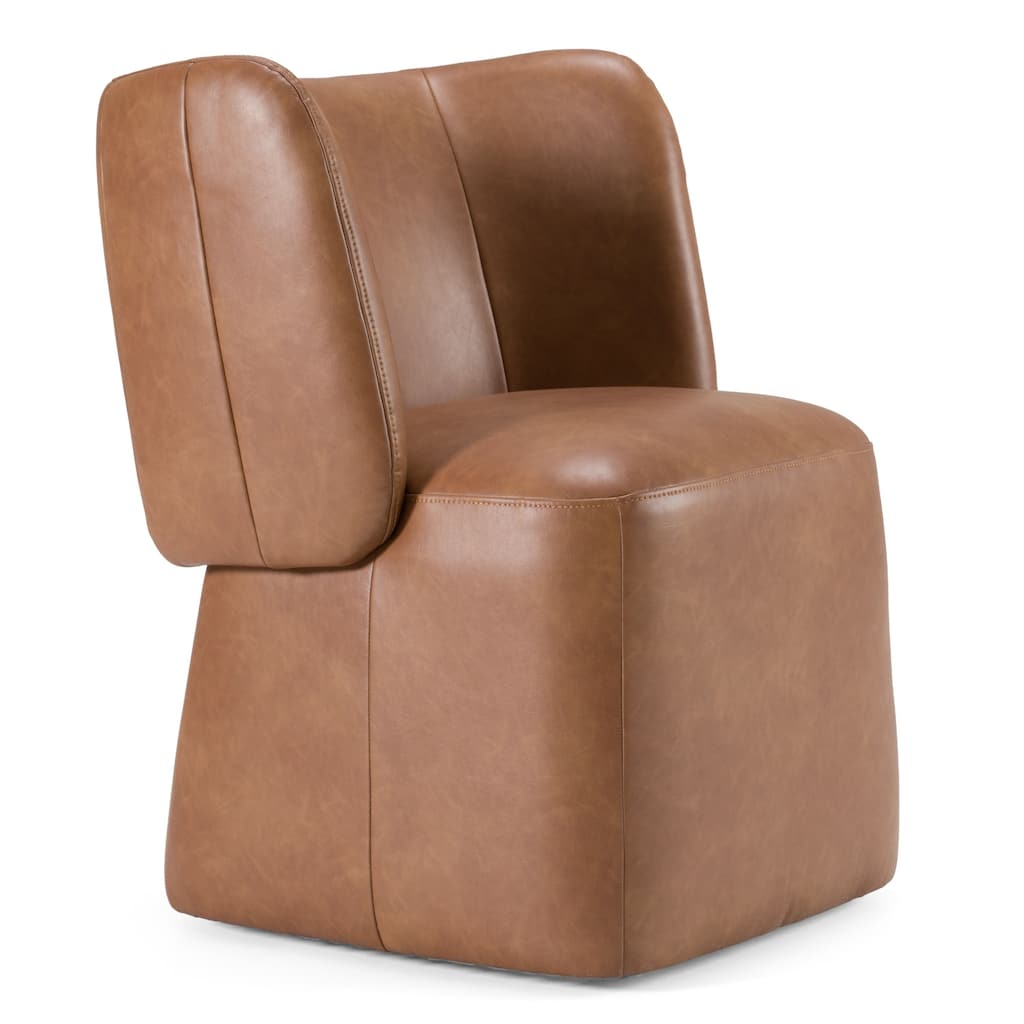 Modrest Standing Modern Brown Vegan Leather Dining Chair