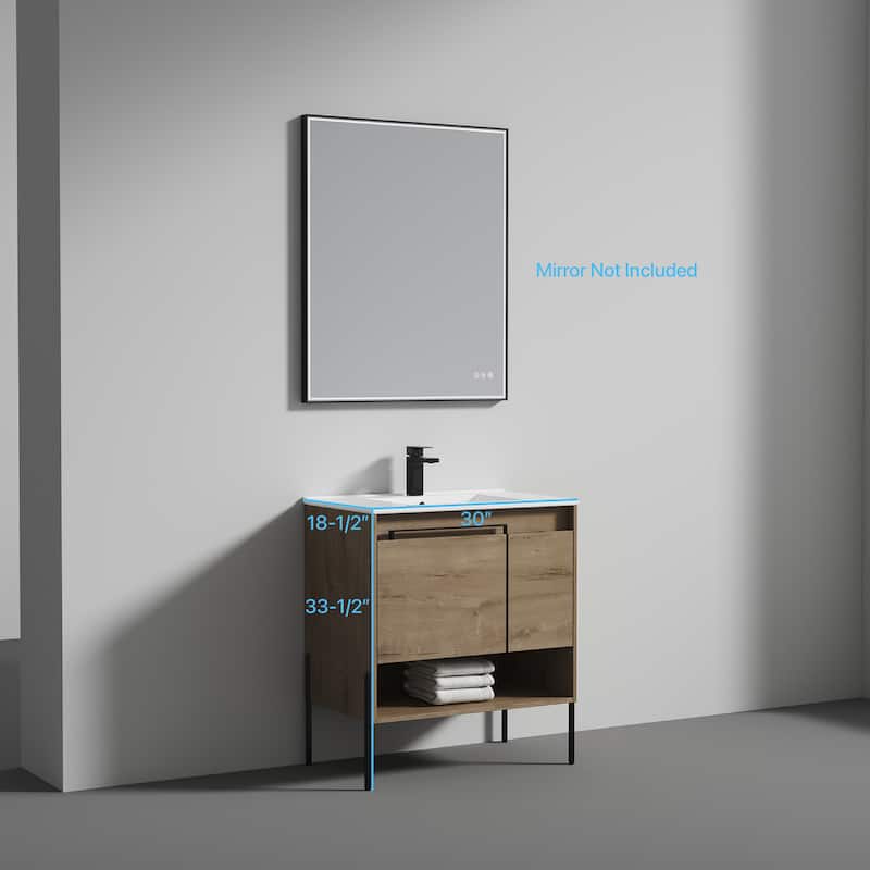 Blossom Turin 30 Inch Freestanding Bathroom Vanity with Ceramic Sink