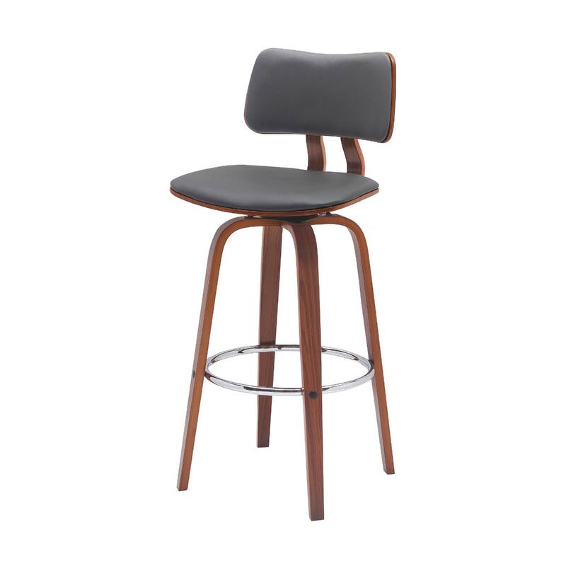 Faux Leather Armless Counter Height Bar Chair with Wood Frame, Swivel and Footrest
