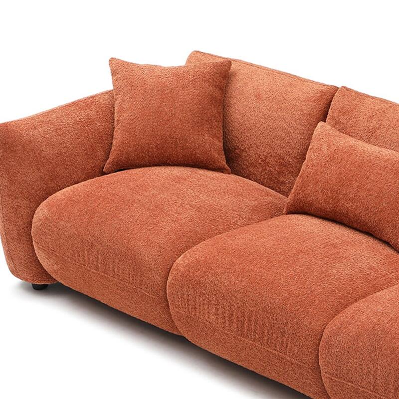 Upholstered Comfortable Soft Lamb Down White Sectional Sofa Couch with Ottoman