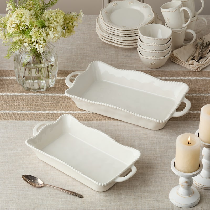 Certified International Perlette Cream Medium Rectagular Baker 16.25" x 8.5"