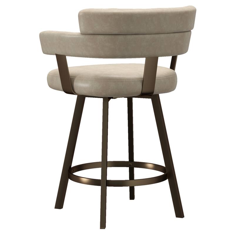 Contemporary Faux Leather & Metal 26" Counter Stool with Swivel, Set of 2