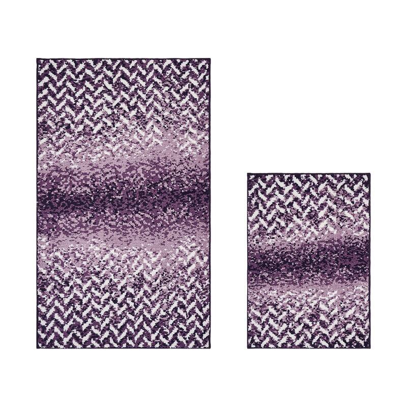 Better Trends Casablanca Collection 100% Micro Polyester Soft Plush & Absorbent Water Machine Washable 2 Piece Bath Rug Set