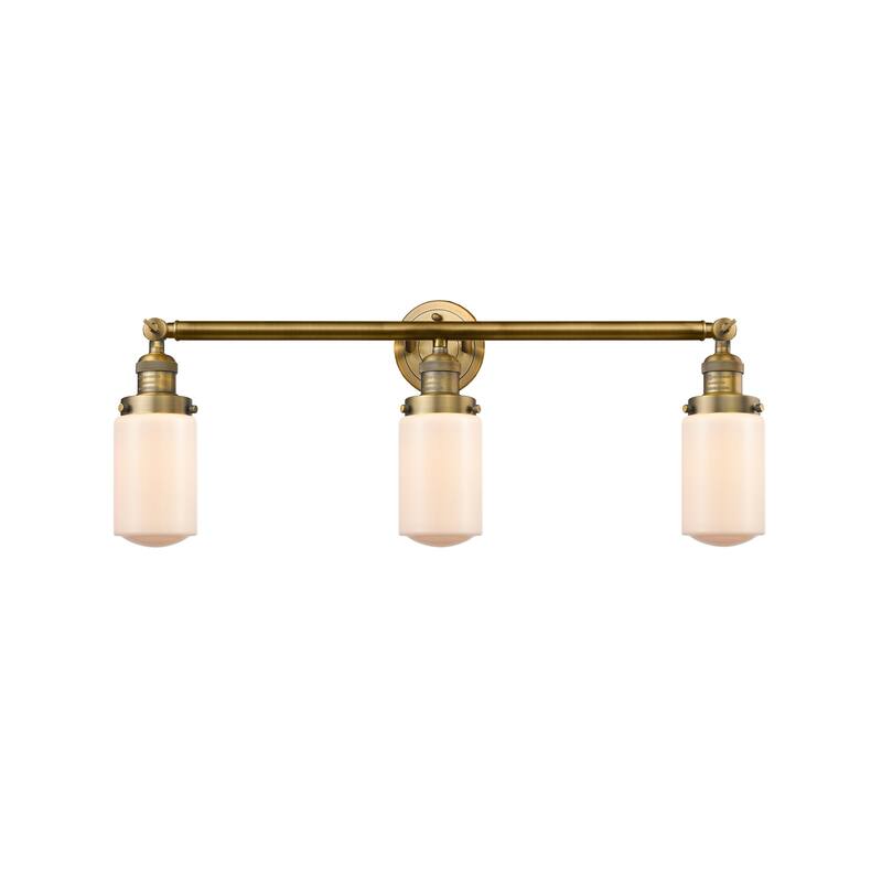 Innovations Lighting Dover 3 Light 31" Wide Bathroom Vanity Light - Brushed Brass / Matte White Cased
