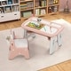 preview thumbnail 1 of 10, Costway Kids Drawing Table & Chair Set Graffiti Toddlers Art Activity - See Details Pink - See Details