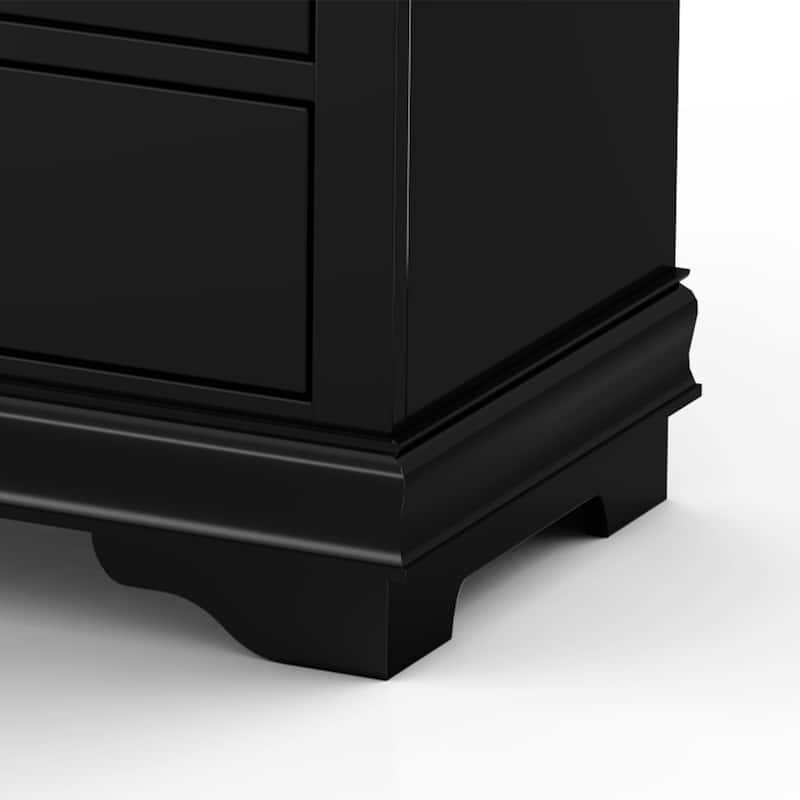 48" Tall Modern Black Solid Wood 5-drawer Storage Chest
