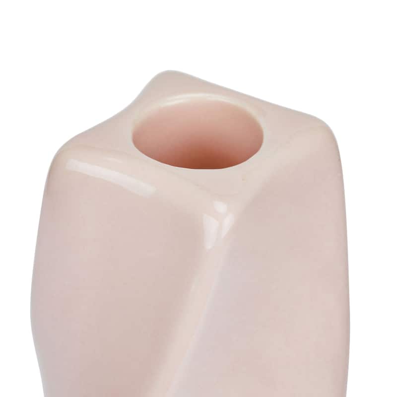 Vanilla Set of Two Tall Curvy Ceramic Candlesticks in Santa Fe Style