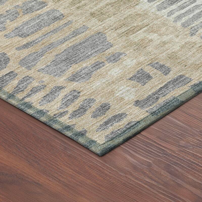 Machine Washable Indoor/ Outdoor Modern Imprints Chantille Rug